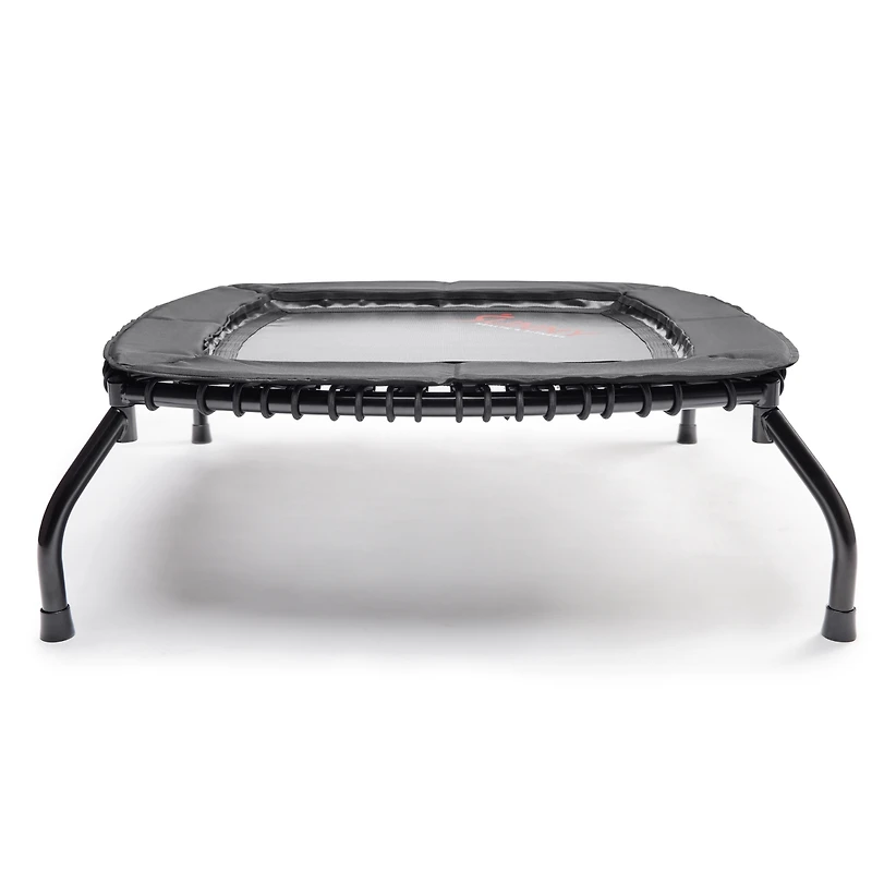 Sunny Health & Fitness Springless Mini Trampoline – Premium Adjustable Bungee-Style Indoor/Outdoor Exercise Rebounder for Quieter and Safer Wo