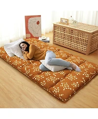 Caromio Futon Mattress Twin Size, Floral Print Floor Pad Portable Dorm Sleeping Pad