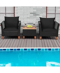 Slickblue 3 Pieces Outdoor Patio Rattan Furniture Set with Coffee Table