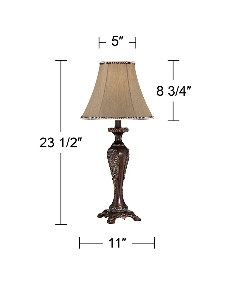 Regency Hill Hanna Traditional Accent Table Lamp 23 1/2" High Dark Bronze Candlestick Floral Bell Shade for Bedroom Living Room Bedside Office Fa