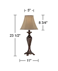 Regency Hill Hanna Traditional Accent Table Lamp 23 1/2" High Dark Bronze Candlestick Floral Bell Shade for Bedroom Living Room Bedside Office Fa
