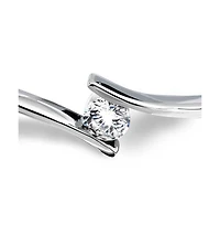 Bling Jewelry Simple Geometric Cz Solitaire Bypass Bangle Bracelet Sterling Silver Safety Clasp