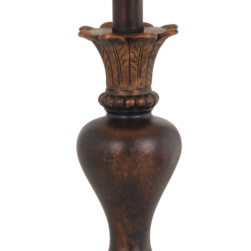 Regency Hill Xavier Traditional Accent Table Lamp 21" High Warm Bronze Urn Footed Base Natural Tone Bell Shade for Bedroom Living Room Bedside Of