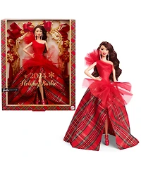 Barbie Signature 2024 Holiday Barbie Fashion Doll, Seasonal Collector Gift, Dark Brown Hair with Plaid Gown