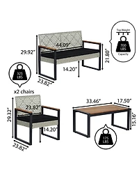 Wilder 4-Piece Modern Coastal Faux Wicker Conversation Outdoor Patio Set