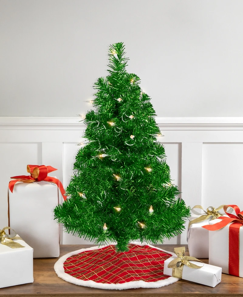 Northlight 2' Paradise Lime Green Tinsel Pine Artificial Tree