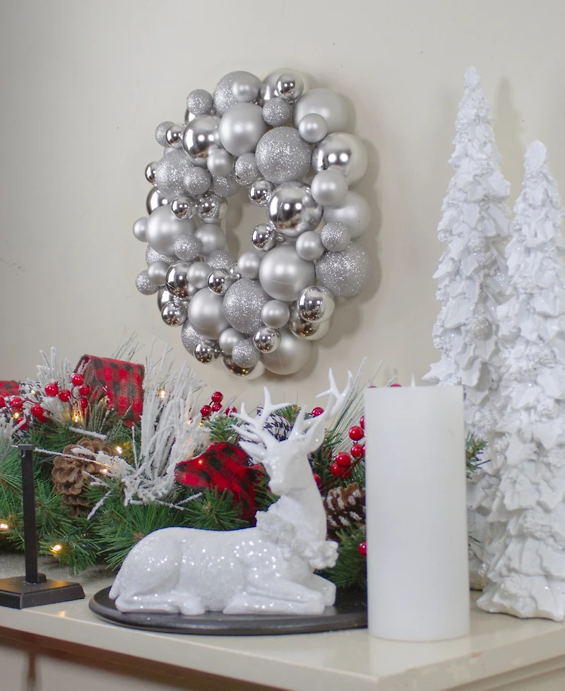 Northlight Silver Splendor Shatterproof Ball Christmas Wreath