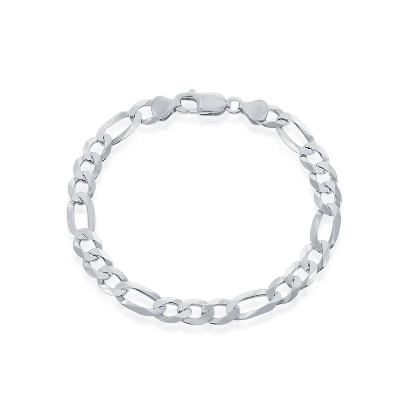 Simona Sterling Silver 7.5mm Figaro Chain - Rhodium Plated