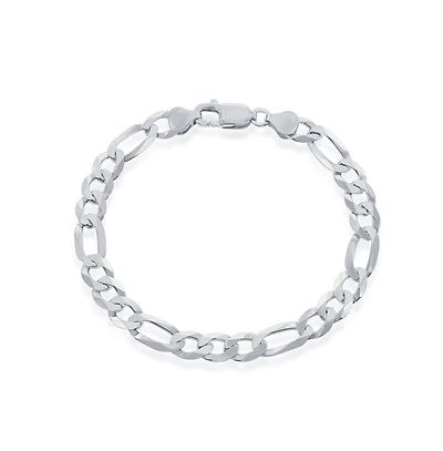 Simona Sterling Silver 7.5mm Figaro Chain - Rhodium Plated