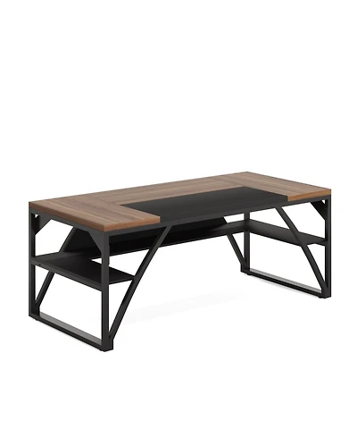 Tribesigns White Executive Desk, 63" Large Office Computer Conference Meeting Table with Wooden Robust Pedestal