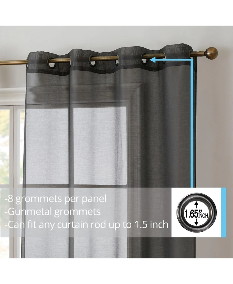 Hlc.me 2 Piece Semi Sheer Voile Window Curtain Drapes Grommet Panels for Bedroom