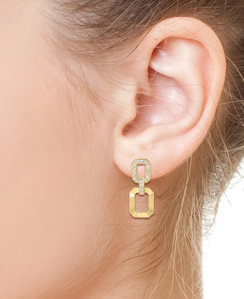 Effy Diamond & Polished Octagon Link Drop Earrings (1-1/4 ct. t.w.) in 14k Gold