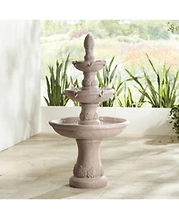 Domanico 57" High Large Italian Indoor Outdoor Decor Sand Stone Floor Fountain 3-Tier Outside Garden Patio Yard