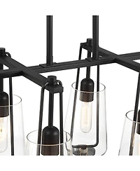 Possini Euro Design Wexford Black Island Linear Pendant Chandelier 36 1/2" Wide Modern Clear Glass 6-Light Fixture for Dining Room