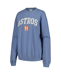 Soft as a Grape Women's Navy Houston Astros Pigment Dye Pullover Sweatshirt
