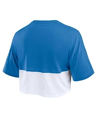 Fanatics Women's Royal/White New York Giants Boxy Color Split Cropped T-Shirt