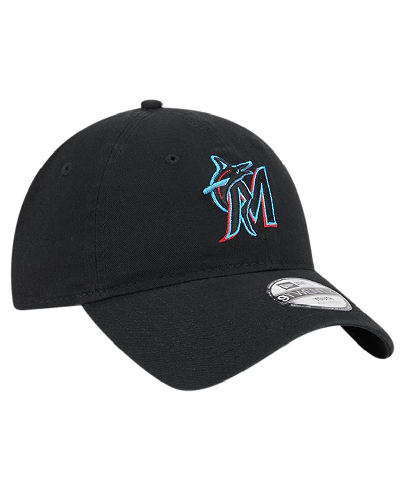 New Era Big Boys and Girls Black Miami Marlins Team Color 9TWENTY Adjustable Hat