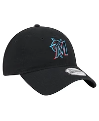 New Era Big Boys and Girls Black Miami Marlins Team Color 9TWENTY Adjustable Hat