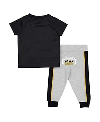 Colosseum Baby Boys and Girls Black/Heather Gray Iowa Hawkeyes Ka-Boot-It Jersey Pants Set