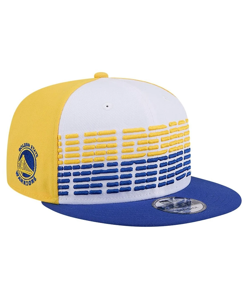 New Era Men's White/Royal Golden State Warriors Throwback Gradient Tech Font 9FIFTY Snapback Hat