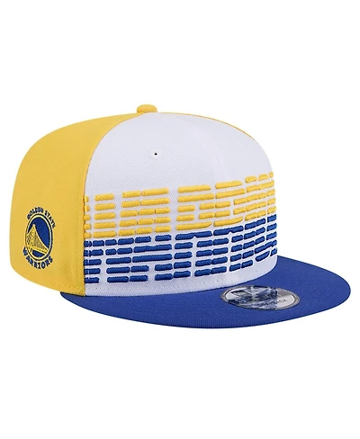 New Era Men's White/Royal Golden State Warriors Throwback Gradient Tech Font 9FIFTY Snapback Hat
