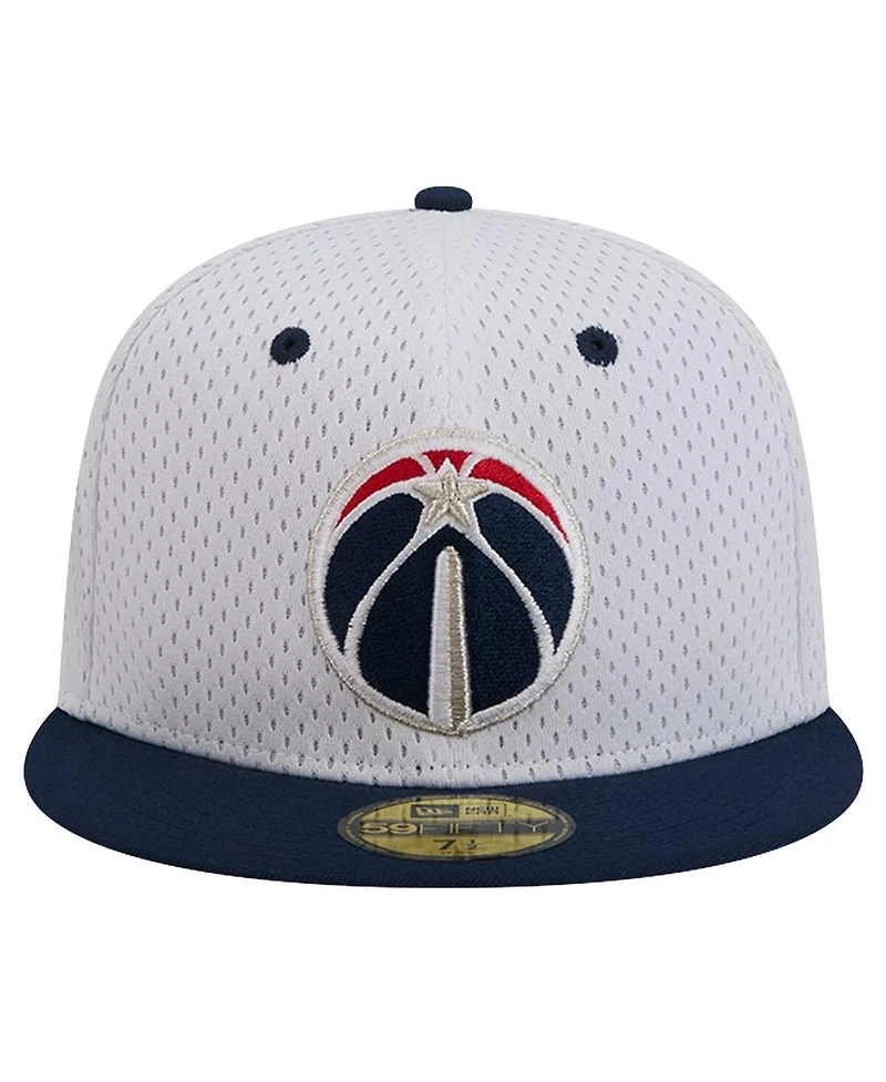 New Era Men's White/Navy Washington Wizards Throwback 2Tone 59FIFTY Fitted Hat