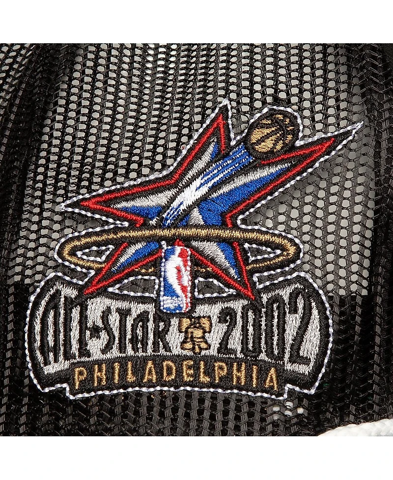 Mitchell & Ness Men's Black Philadelphia 76ers Roper Meshback Trucker Snapback Hat