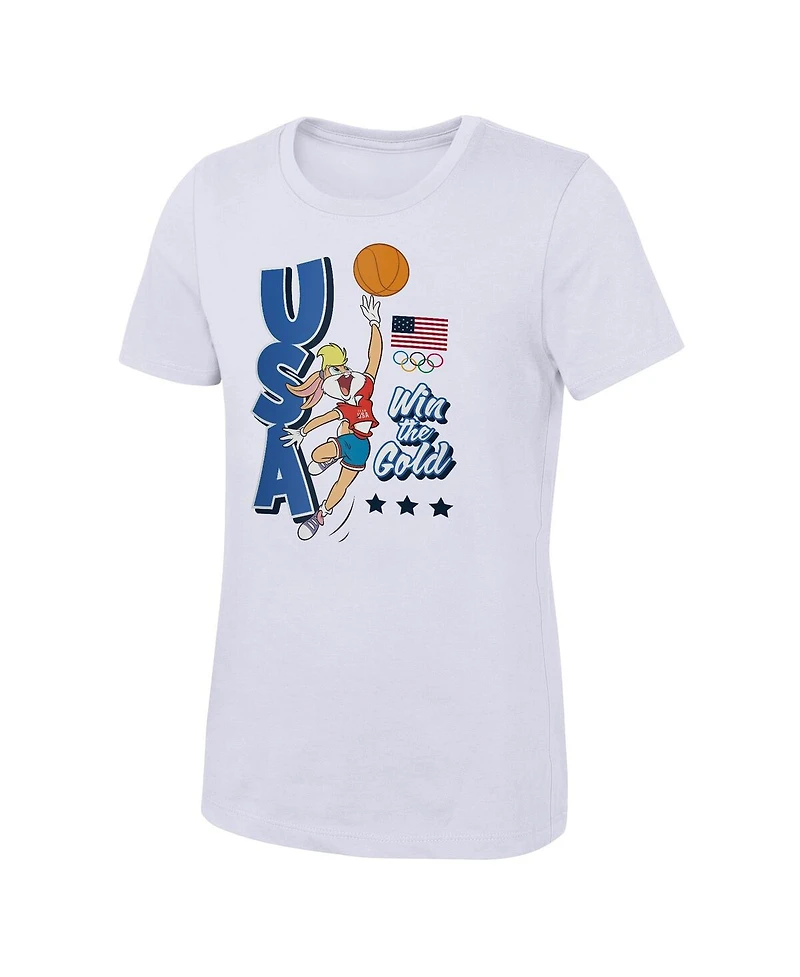 Outerstuff Big Boys and Girls Lola Bunny White Team Usa Looney Tunes Basketball T-Shirt