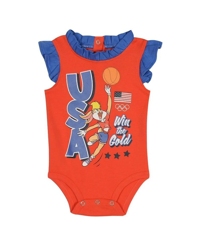 Outerstuff Newborn Baby Boys and Girls Red Team Usa Looney Tunes Bodysuit Bootie Set