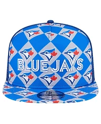 New Era Men's Royal Toronto Blue Jays Seeing Diamonds A-Frame Trucker 9FIFTY Snapback Hat
