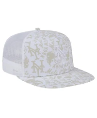 New Era Men's White New York Mets Logo Dunes A-Frame Trucker 9FIFTY Snapback Hat