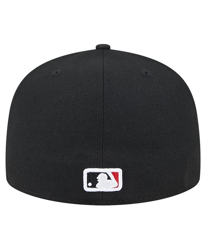 New Era Men's Black Cleveland Guardians Checkered Undervisor 59FIFTY Fitted Hat