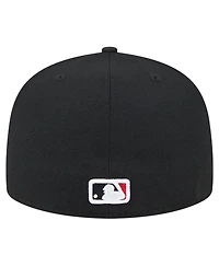 New Era Men's Black Cleveland Guardians Checkered Undervisor 59FIFTY Fitted Hat