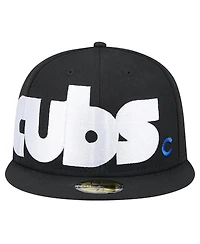 New Era Men's Black Chicago Cubs Checkered Undervisor 59FIFTY Fitted Hat
