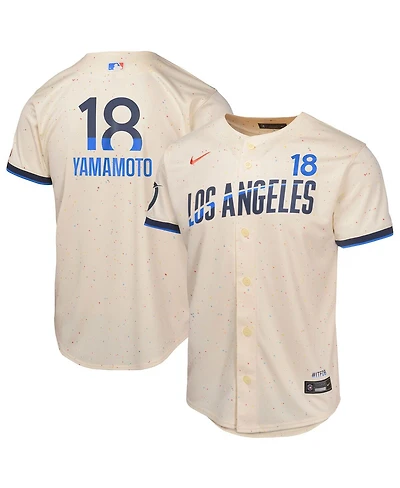 Nike Big Boys and Girls Yoshinobu Yamamoto Cream Los Angeles Dodgers 2024 City Connect Limited Player Jersey