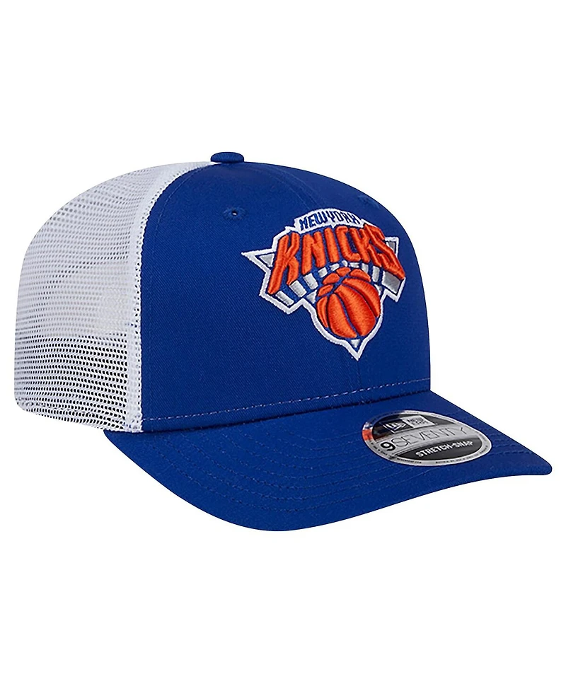 New Era Men's Blue/White New York Knicks Trucker 9SEVENTY Coolera Stretch-Snap Hat