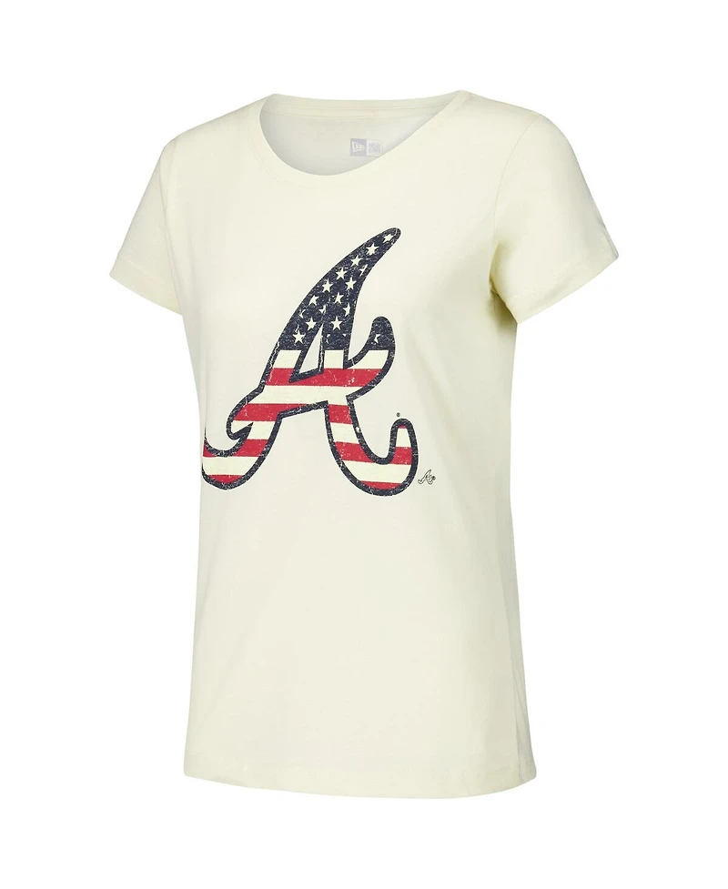 New Era Women's Cream Atlanta Braves Vintage-like T-Shirt