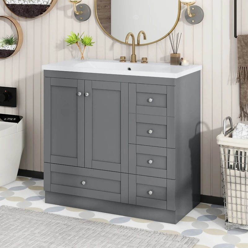 Streamdale 36" Shaker Bathroom Vanity with Sink & Soft-Close Storage