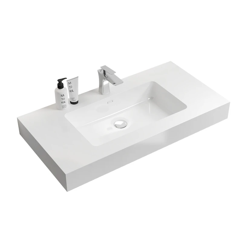 Streamdale Glossy White Integrated Solid Surface Basin
