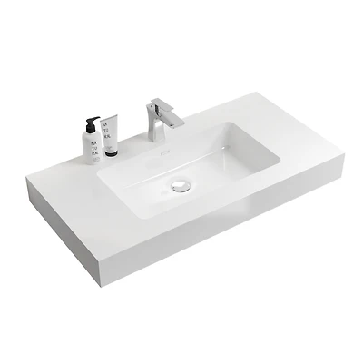 Streamdale Glossy White Integrated Solid Surface Basin