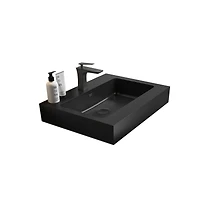 Modern Matte Black Quartz Basin with Overflow