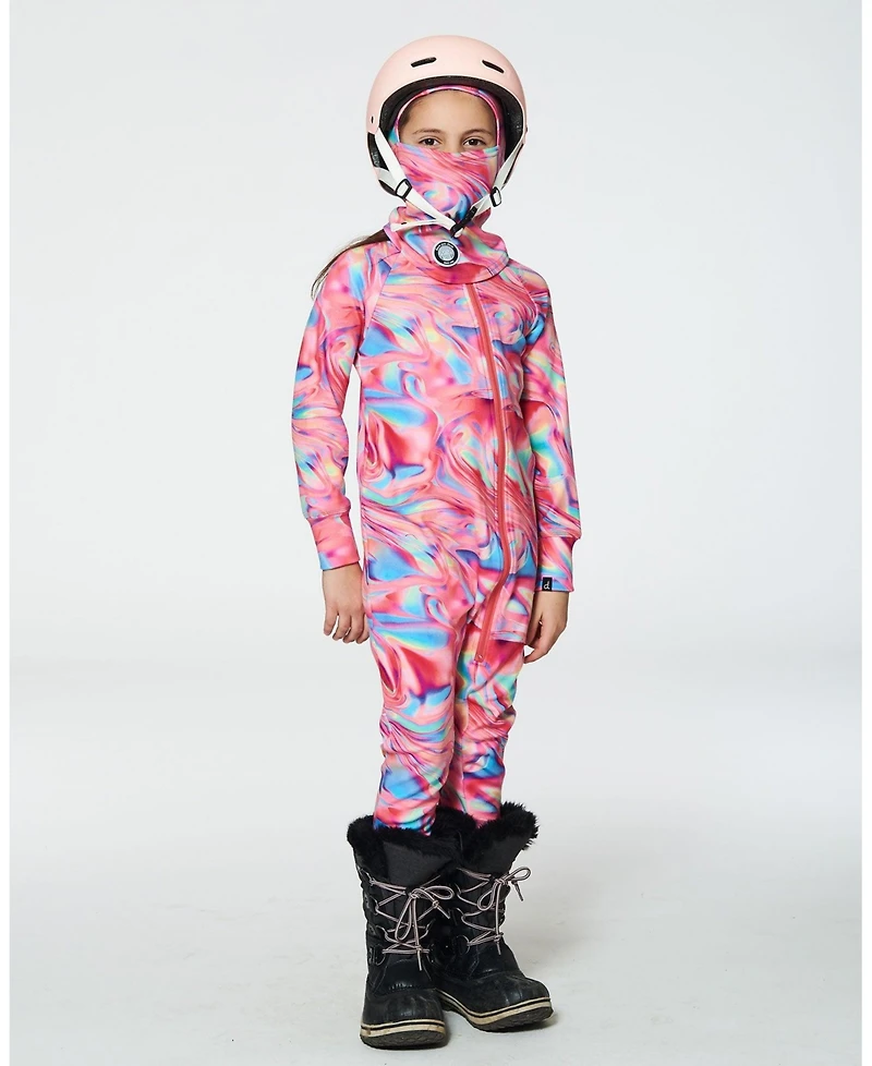 Deux par Toddler Girls One Piece Thermal Underwear Printed Pink Marble - Toddler|Child