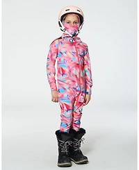 Deux par Toddler Girls One Piece Thermal Underwear Printed Pink Marble - Toddler|Child