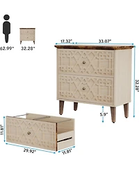 Tribesigns 2 Drawer Lateral File Cabinet, Office Filing Cabinet for A4 / Letter Size/Legal Files, Wood Storage Printer Stand Home Off