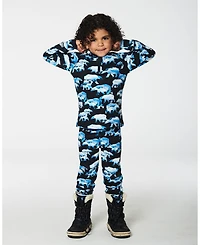 Deux par Boy Two Piece Thermal Underwear Set Black Printed Polar Bears - Toddler|Child