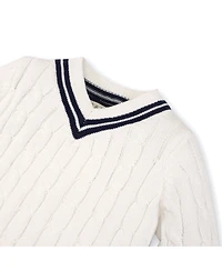 Hope & Henry Baby Girls Long Sleeve V-Neck Cricket Sweater