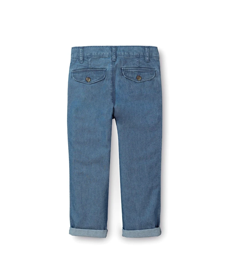 Hope & Henry Baby Boys Chambray Rolled Cuff Pant With Drawstring