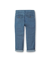 Hope & Henry Baby Boys Chambray Rolled Cuff Pant With Drawstring