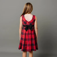 Hope & Henry Girls' Sleeveless Pleated Party Dress with Waist Sash, Kids