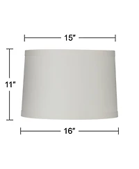 Springcrest Off-White Linen Medium Drum Lamp Shade 15" Top x 16" Bottom x 11" High (Spider) Replacement Harp and Finial